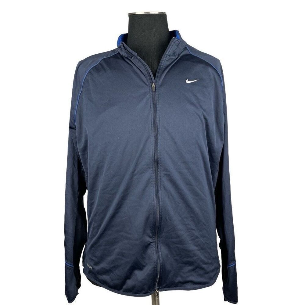 Nike Dry Fit Full Zip Navy Reflective Athletic Jacket - Men’s XL